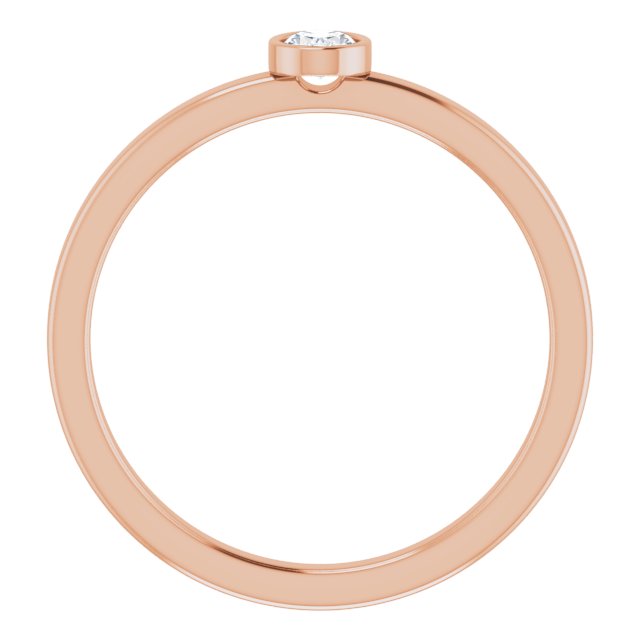14K Rose 1/6 CT Natural Diamond Solitaire Bezel-Set Ring