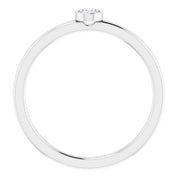 14K White 1/6 CT Natural Diamond Solitaire Bezel-Set Ring
