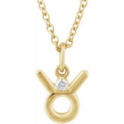 14K Yellow .015 CT Natural Diamond Taurus Zodiac 16-18" Necklace