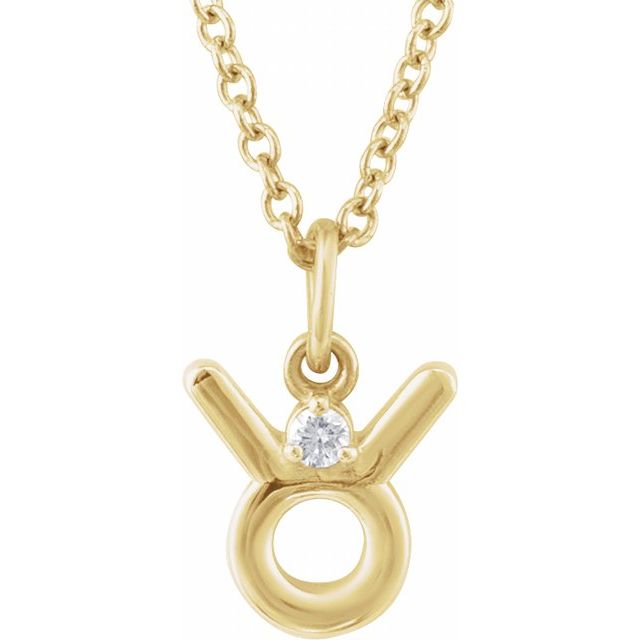 14K Yellow .015 CT Natural Diamond Taurus Zodiac 16-18" Necklace
