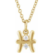 14K Yellow .03 CTW Natural Diamond Pisces Zodiac 16-18" Necklace