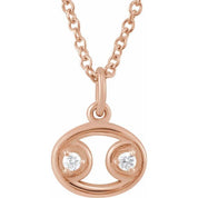 14K Rose .03 CTW Natural Diamond Cancer Zodiac 16-18" Necklace
