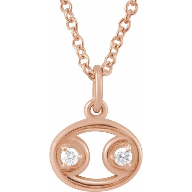 14K Rose .03 CTW Natural Diamond Cancer Zodiac 16-18" Necklace