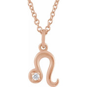 14K Rose .015 CT Natural Diamond Leo Zodiac 16-18" Necklace