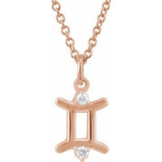 14K Rose .03 CTW Natural Diamond Gemini Zodiac 16-18" Necklace