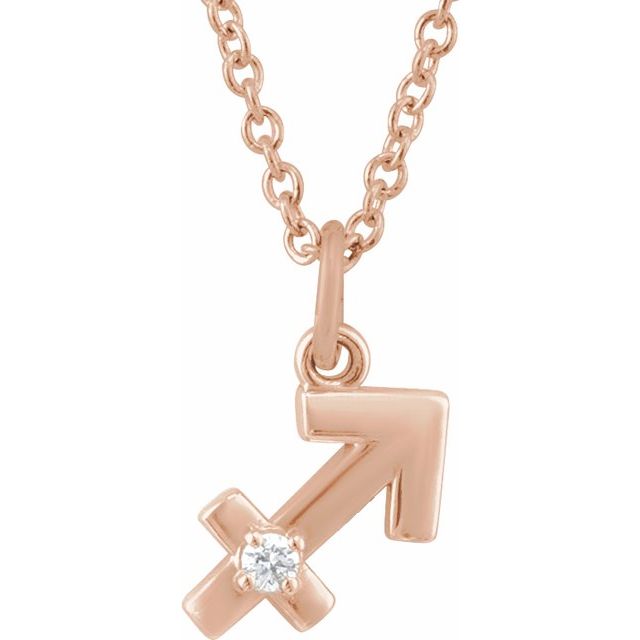 14K Rose Gold Sagittarius Zodiac Necklace with .015 CT Natural Diamond
