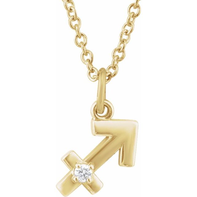 14K Yellow Gold Natural Diamond Sagittarius Zodiac Necklace - 16-18"