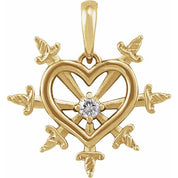14K Yellow .03 CT Natural Diamond Heart & Daggers Pendant