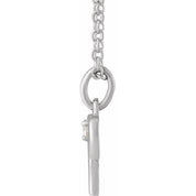 14K White .015 CT Natural Diamond Aries Zodiac 16-18" Necklace