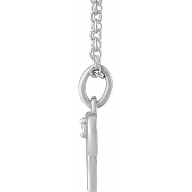 14K White .015 CT Natural Diamond Aries Zodiac 16-18" Necklace