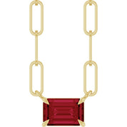 14K Yellow 6x4 mm Lab-Grown Ruby Solitaire 16" Necklace
