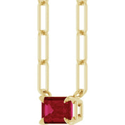 14K Yellow 6x4 mm Lab-Grown Ruby Solitaire 16" Necklace