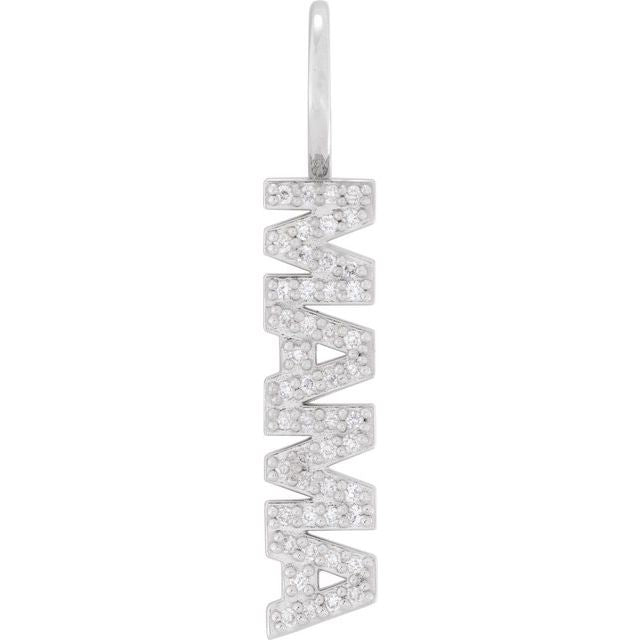Sterling Silver 1/10 CTW Natural Diamond Mama Charm/Pendant