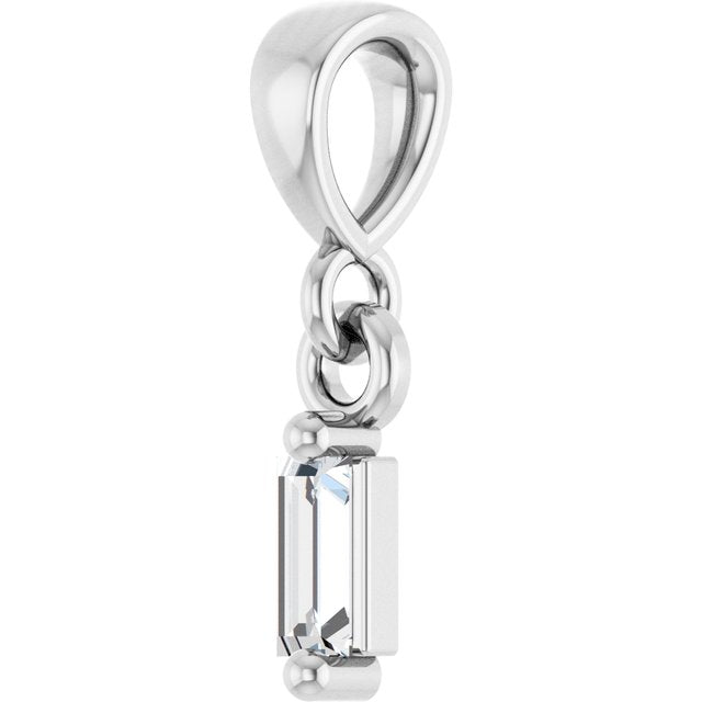 14K White .06 CTW Natural Diamond Solitaire Pendant