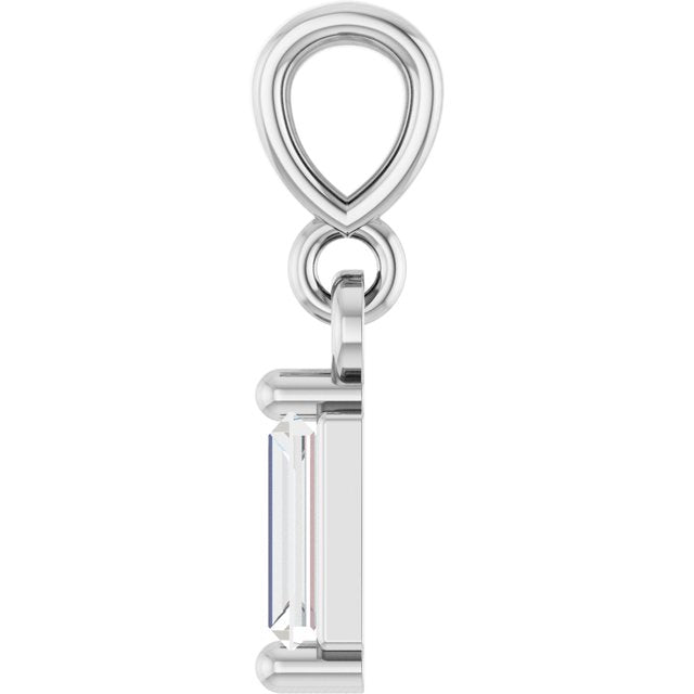 14K White 1/8 CTW Natural Diamond Solitaire Pendant