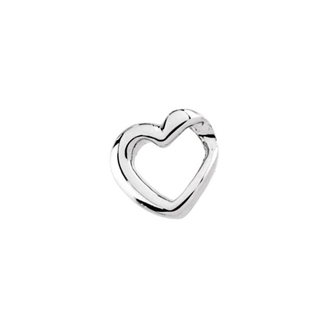 14K White Heart Slide Pendant