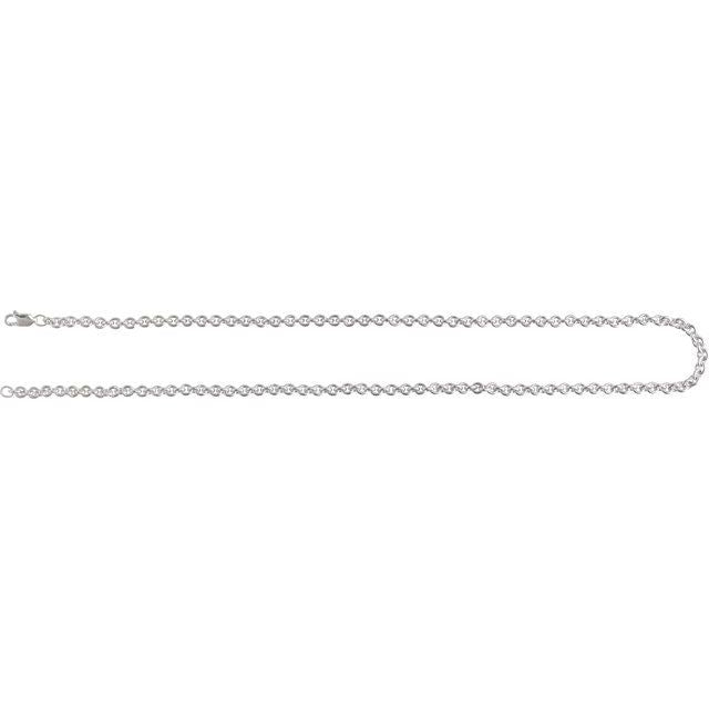 Sterling Silver 4 mm Cable 20" Chain