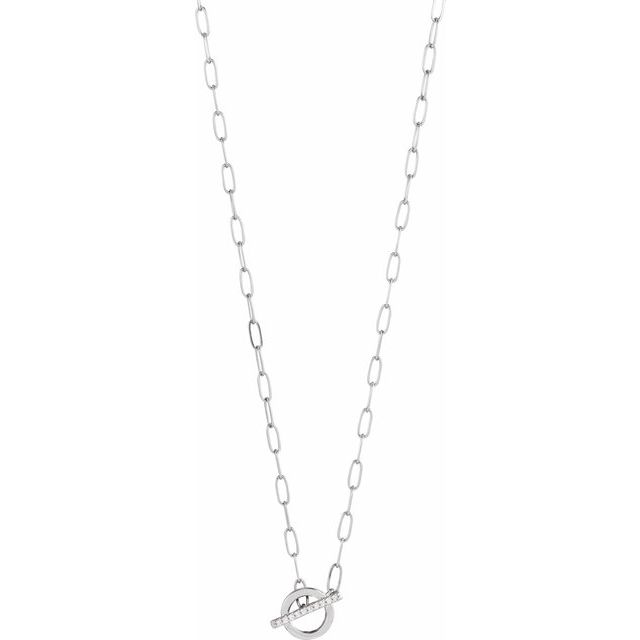 14K .04 CTW Natural Diamond Toggle Necklace 16"