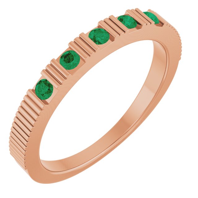 14K Rose Lab-Grown Emerald Stackable Ring