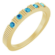 14K Yellow Natural Blue Zircon Stackable Ring