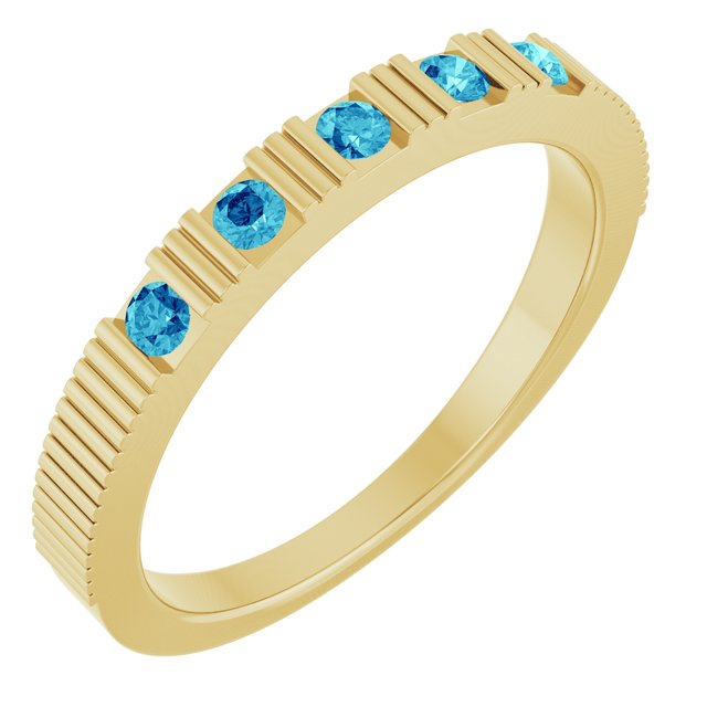 14K Yellow Natural Blue Zircon Stackable Ring