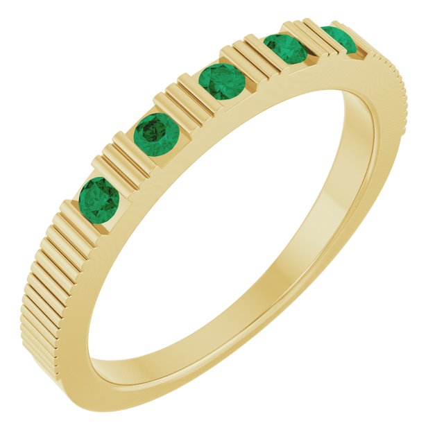 14K Yellow Lab-Grown Emerald Stackable Ring
