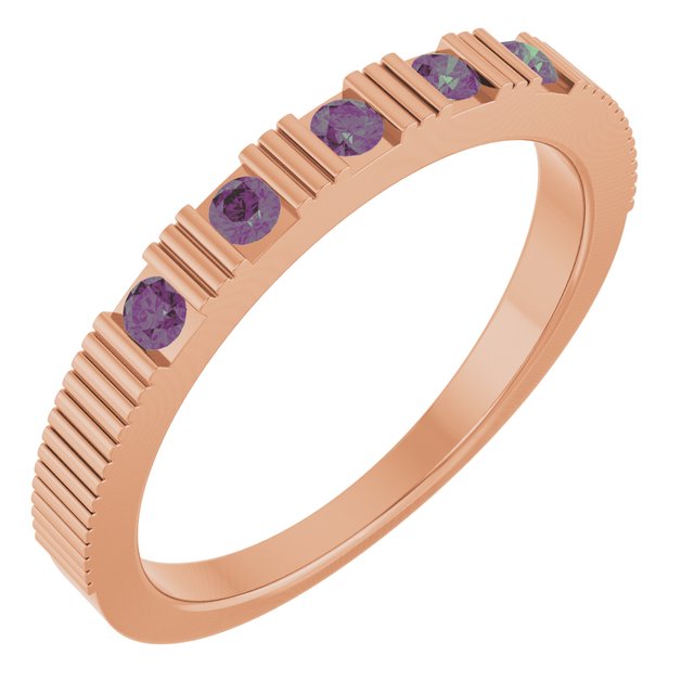 14K Rose Natural Alexandrite Stackable Ring