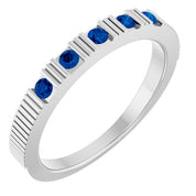 14K White Lab-Grown Blue Sapphire Stackable Ring