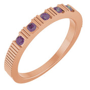 14K Rose Lab-Grown Alexandrite Stackable Ring