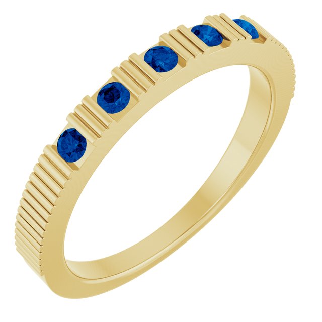 14K Yellow Natural Blue Sapphire Stackable Ring