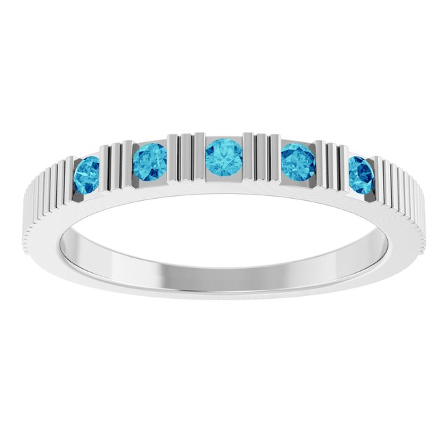 Platinum Natural Blue Zircon Stackable Ring