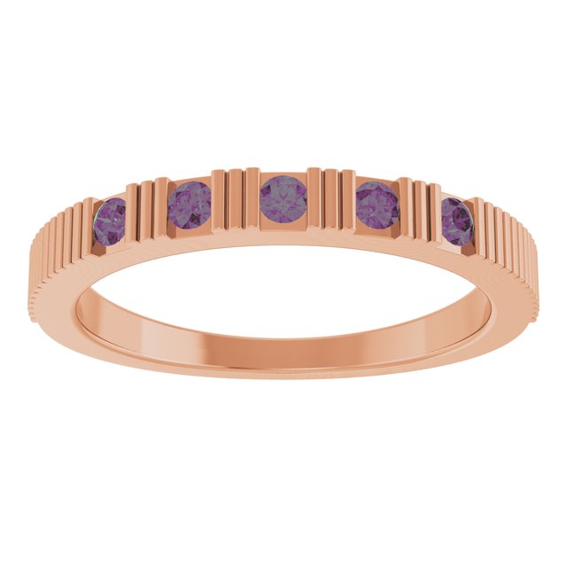 14K Rose Lab-Grown Alexandrite Stackable Ring
