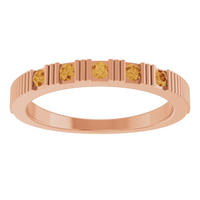 14K Rose Natural Citrine Stackable Ring