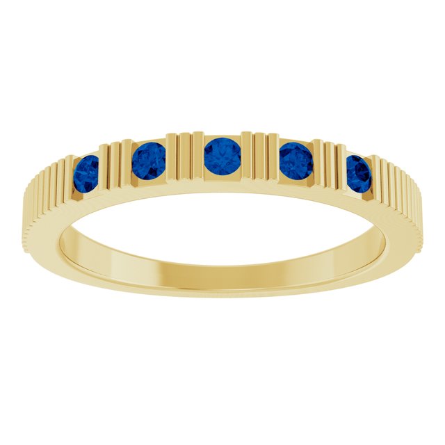 14K Yellow Natural Blue Sapphire Stackable Ring