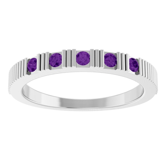 Platinum Natural Amethyst Stackable Ring