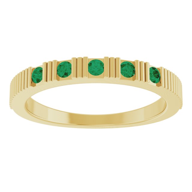 14K Yellow Lab-Grown Emerald Stackable Ring