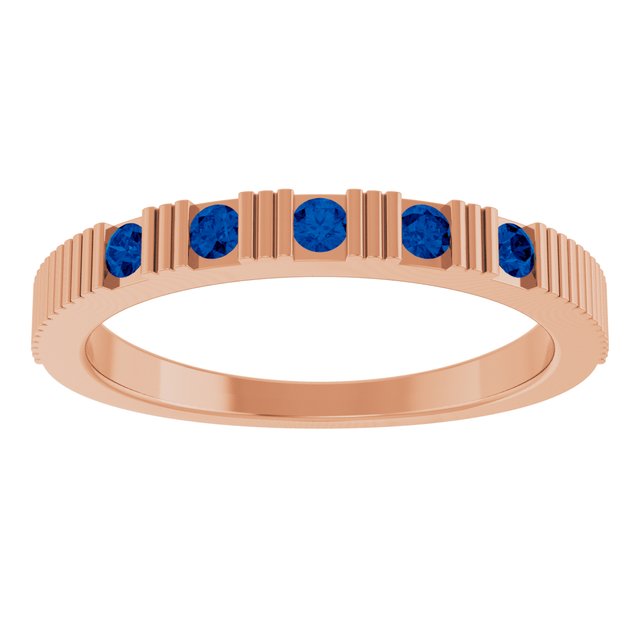 14K Rose Lab-Grown Blue Sapphire Stackable Ring