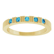 14K Yellow Natural Blue Zircon Stackable Ring