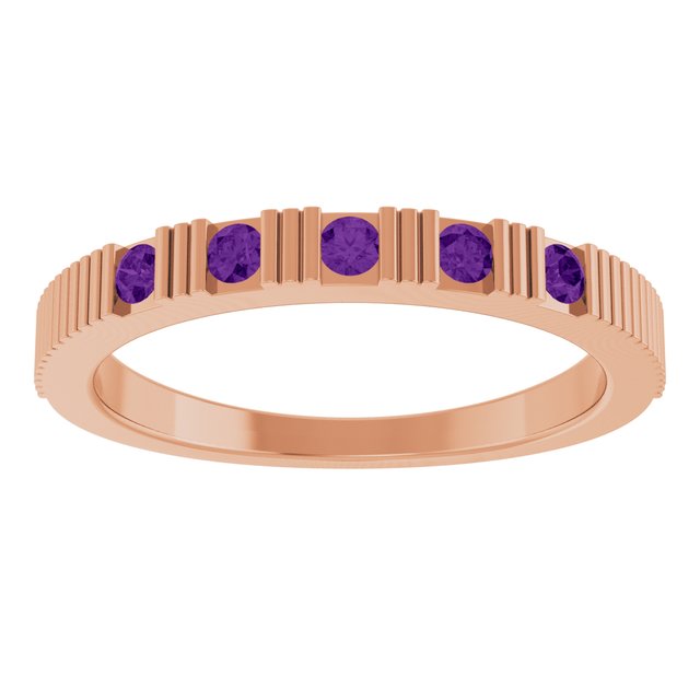 14K Rose Natural Amethyst Stackable Ring
