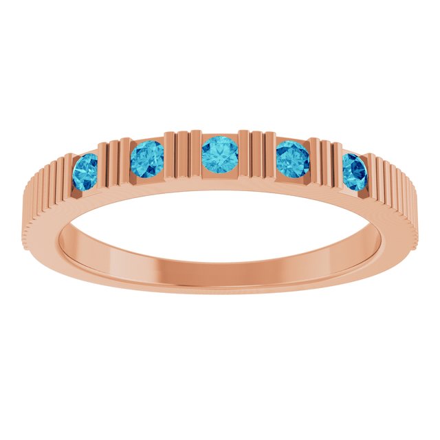 14K Rose Natural Blue Zircon Stackable Ring