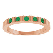 14K Rose Natural Emerald Stackable Ring