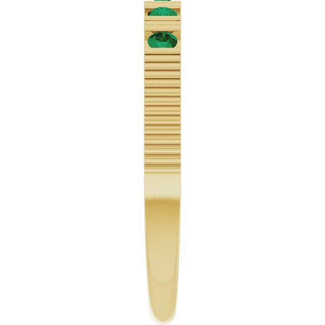 14K Yellow Lab-Grown Emerald Stackable Ring