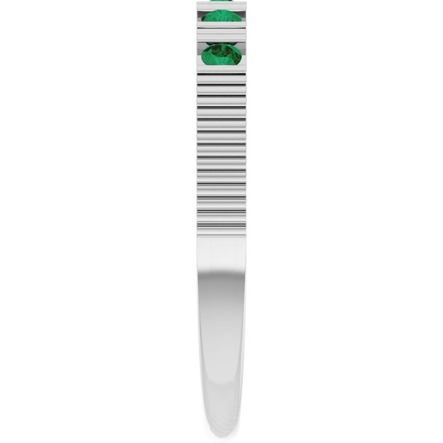 Platinum Natural Emerald Stackable Ring