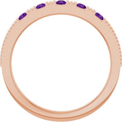 14K Rose Natural Amethyst Stackable Ring