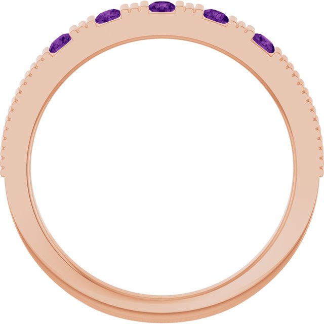 14K Rose Natural Amethyst Stackable Ring