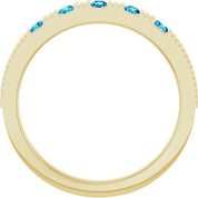 14K Yellow Natural Blue Zircon Stackable Ring