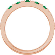 14K Rose Natural Emerald Stackable Ring