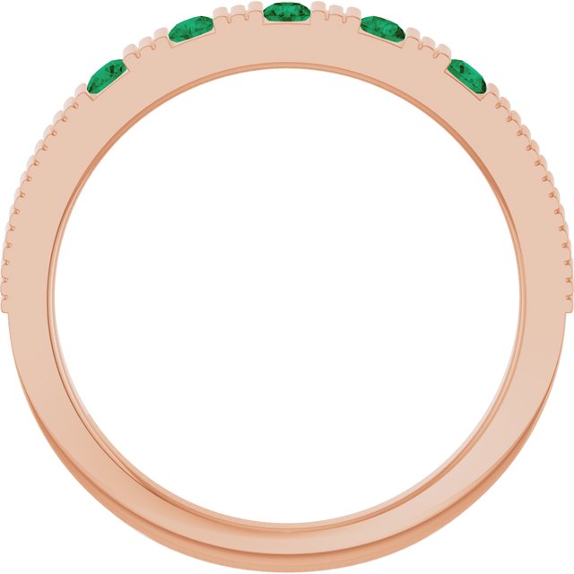 14K Rose Natural Emerald Stackable Ring