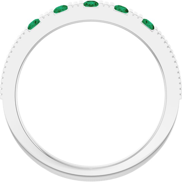 14K White Lab-Grown Emerald Stackable Ring