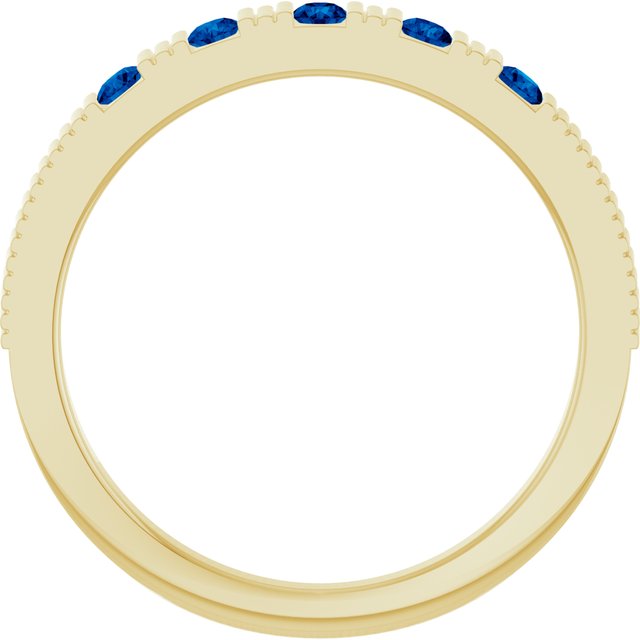 14K Yellow Natural Blue Sapphire Stackable Ring
